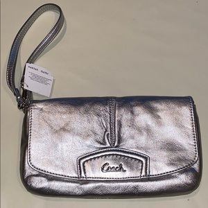 Coach Wristlet Silver Wallet Bag NEW